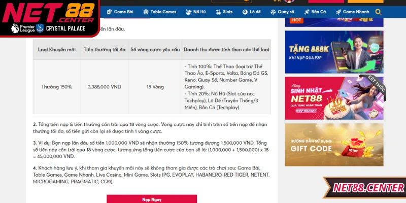Lưu ý quan trọng khi người chơi tham gia khuyến mãi Net88