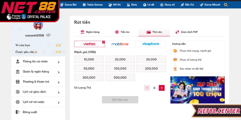 Một số lưu ý khi người chơi rút tiền Net88